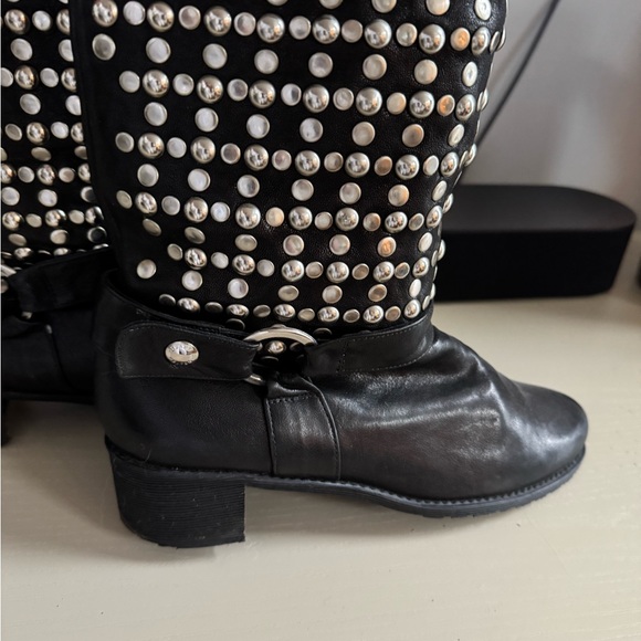 Stuart Weitzmann studded biker boots - Picture 2 of 9